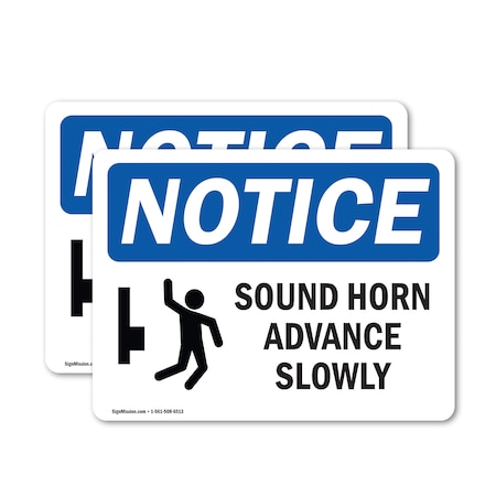 Signmission Sound Horn Advance Slowly Sign With Symbol, 24 in W x Rectangle, Vinyl Decal OS-2PACK-NS-D-1824-L-18370